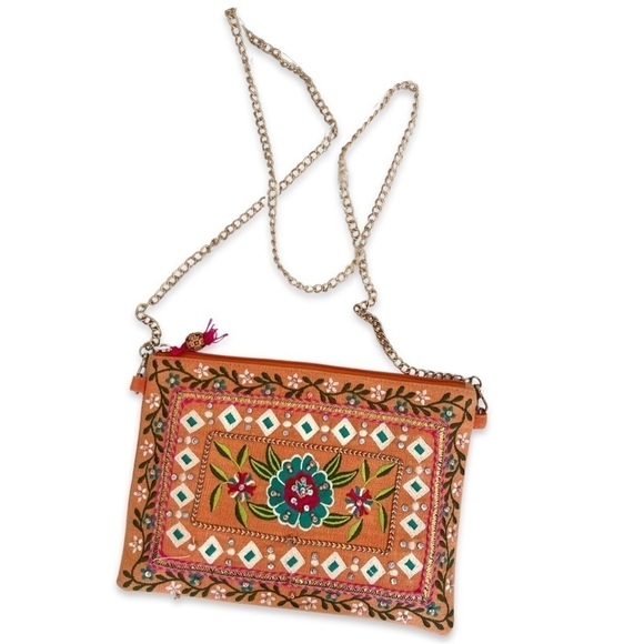 America and beyond crossbody boho embroidered bag clutch - Picture 2 of 6